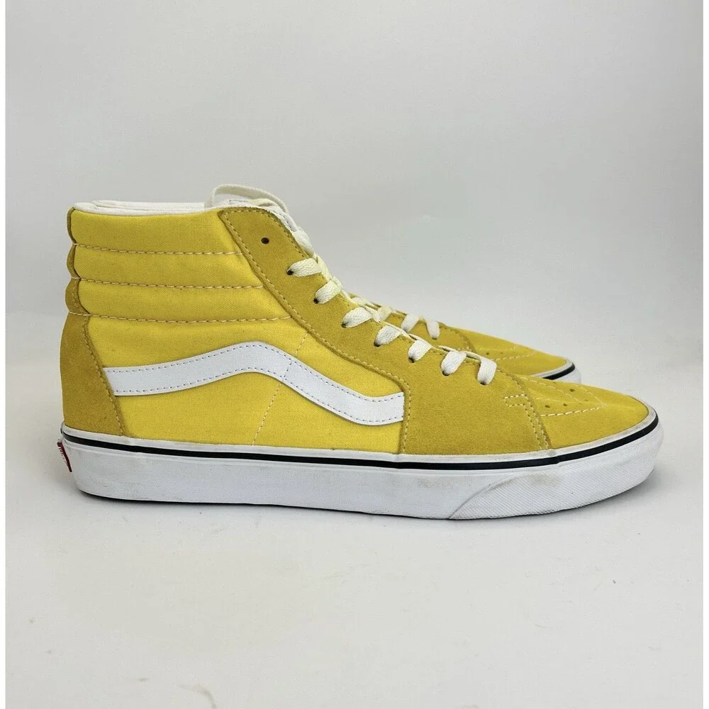 VANS Sk8-Hi High Top Skate Sneakers Mens Sz 11 Cyber Yellow Canvas Suede